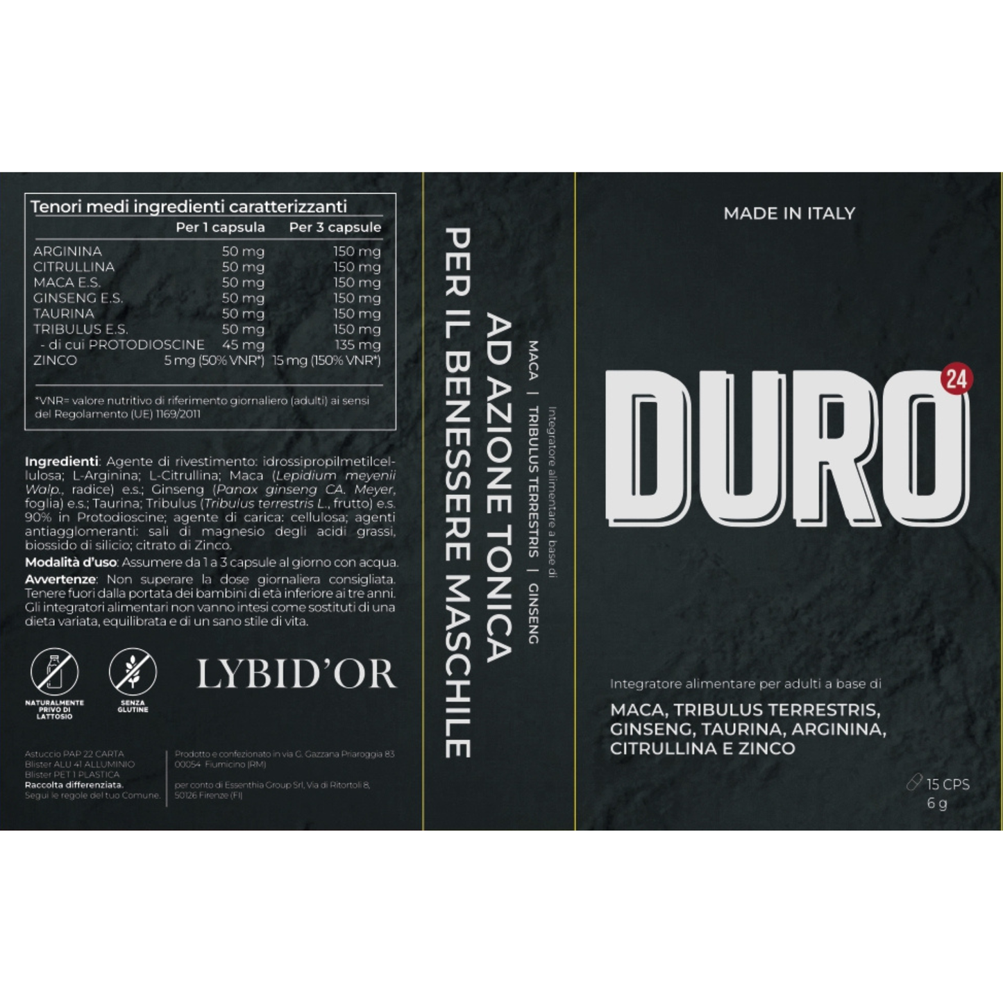 Lybid’Or DURO24 - Integratore Uomo Extra Forte per Vigore e Prestazioni