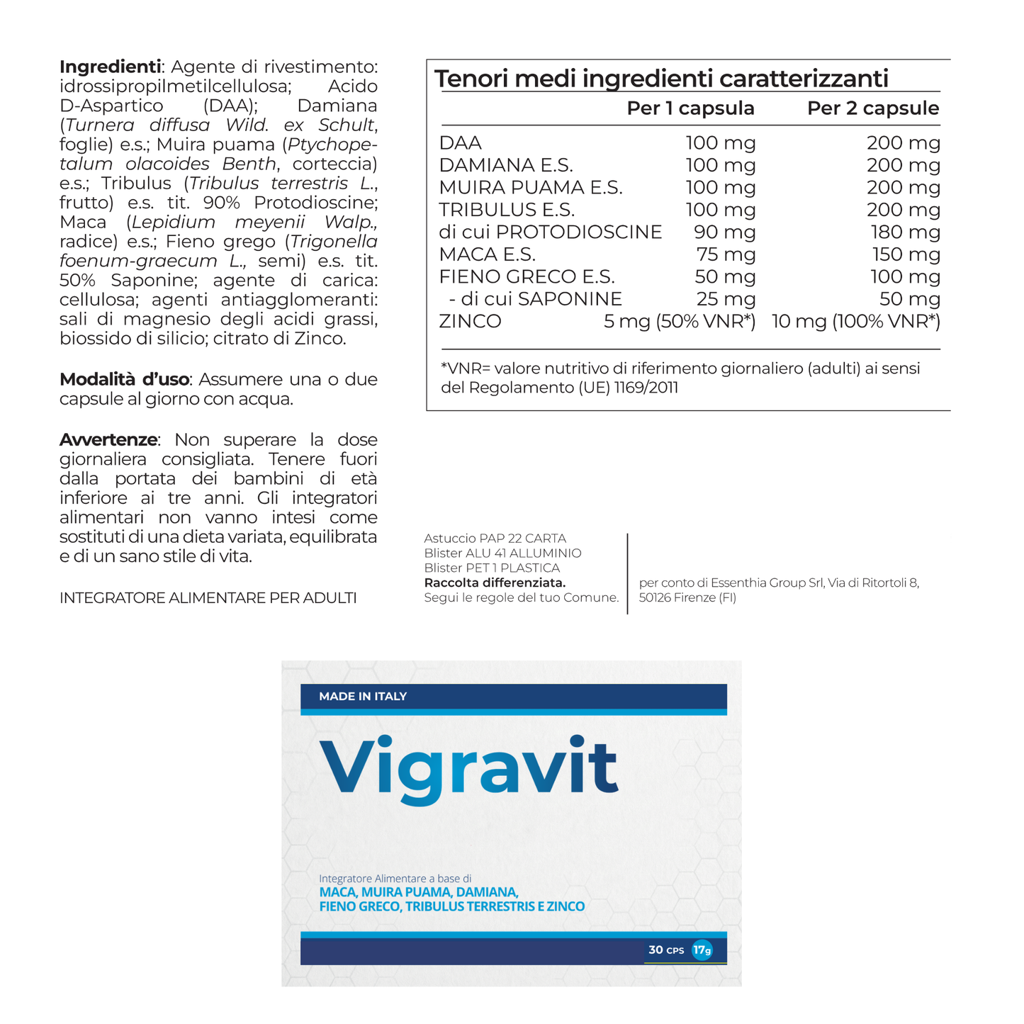 Lybid’Or VIGRAVIT - Integratore Uomo Extra Forte per Vigore e Prestazioni